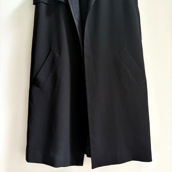 JENNI KAYNE Black Tuxedo Style Sleeveless Trench Vest Small Longline Minimalist - Picture 7 of 15